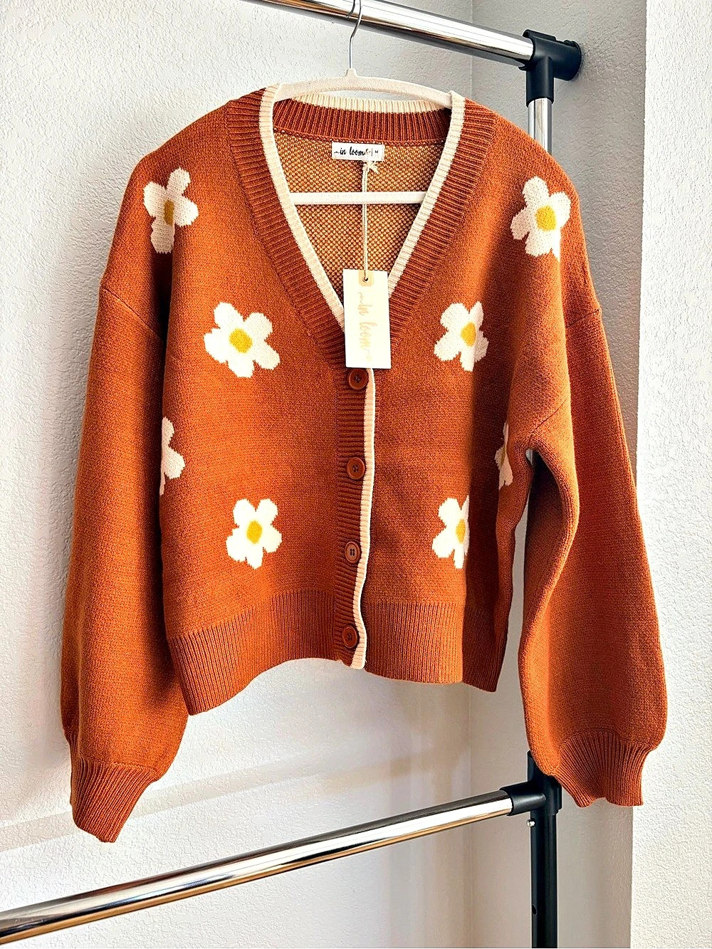 In Loom Floral Cardigan, Size Medium NWT